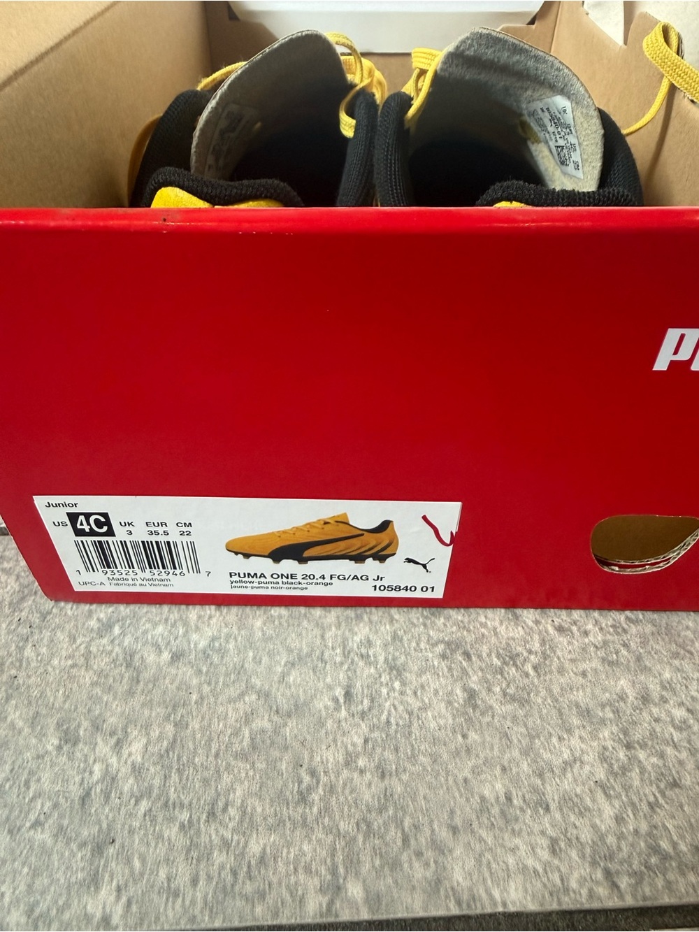 Puma Kids Yellow and Black Soccer cleats
